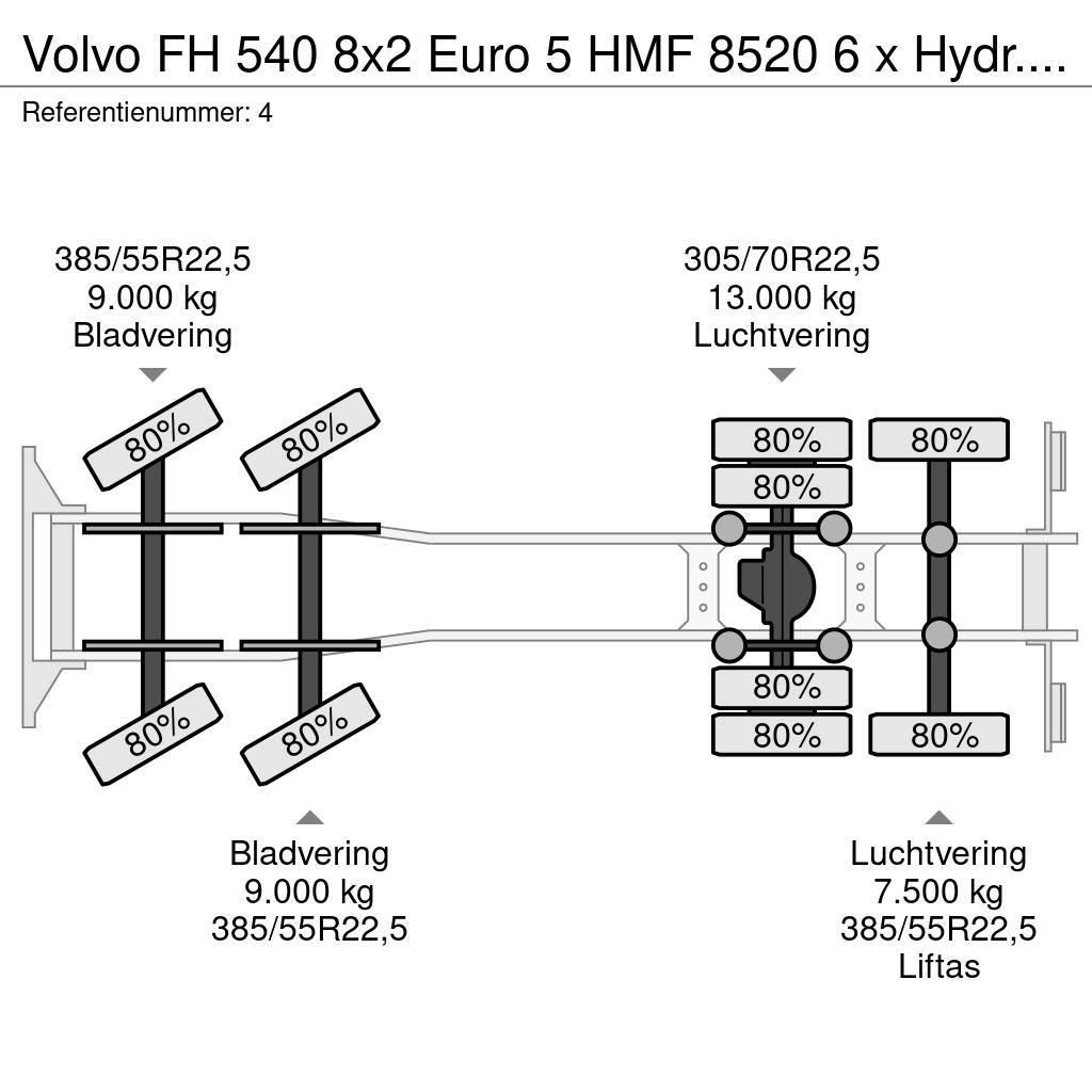 Volvo FH 540 8x2 Euro 5 HMF 8520 6 x Hydr. Jip 6 x Hydr. Maastikutõstukid