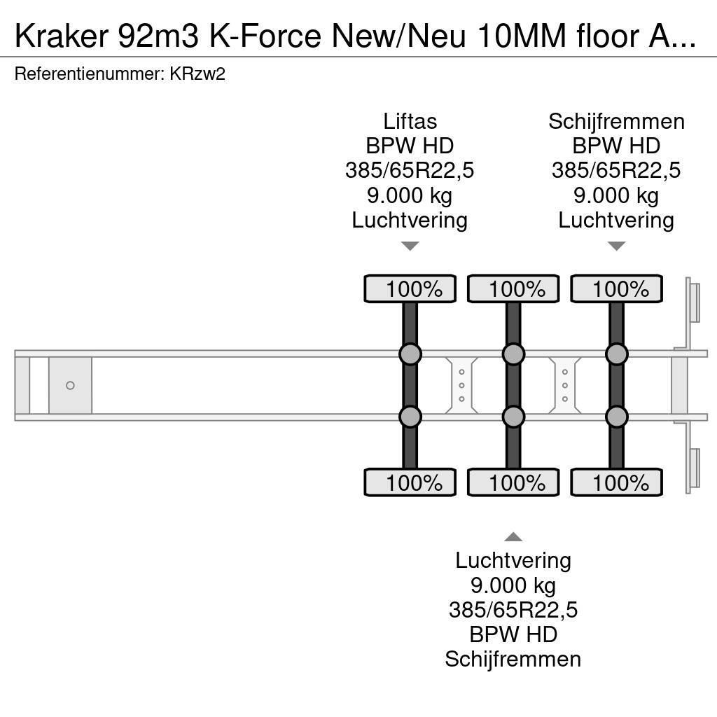 Kraker 92m3 K-Force New/Neu 10MM floor Alcoa's Liftachse Liikuvpõrand poolhaagised