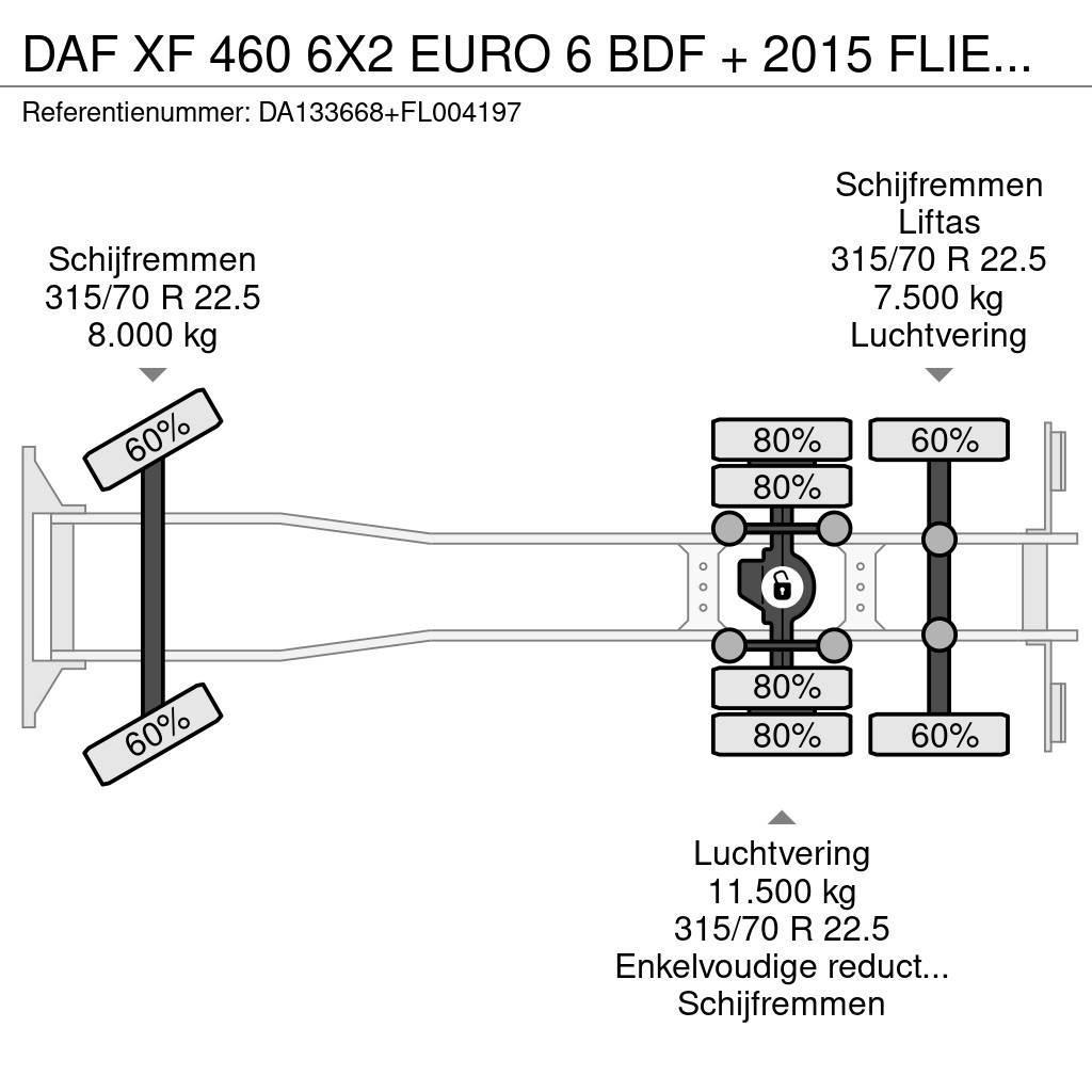 DAF XF 460 6X2 EURO 6 BDF + 2015 FLIEGL 2 AXLE Trossüsteemiga vahetuskere veokid