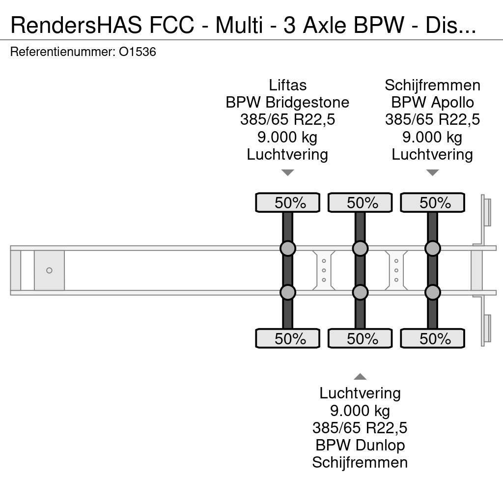 Renders HAS FCC - Multi - 3 Axle BPW - DiscBrakes - LiftAx Konteinerveo poolhaagised