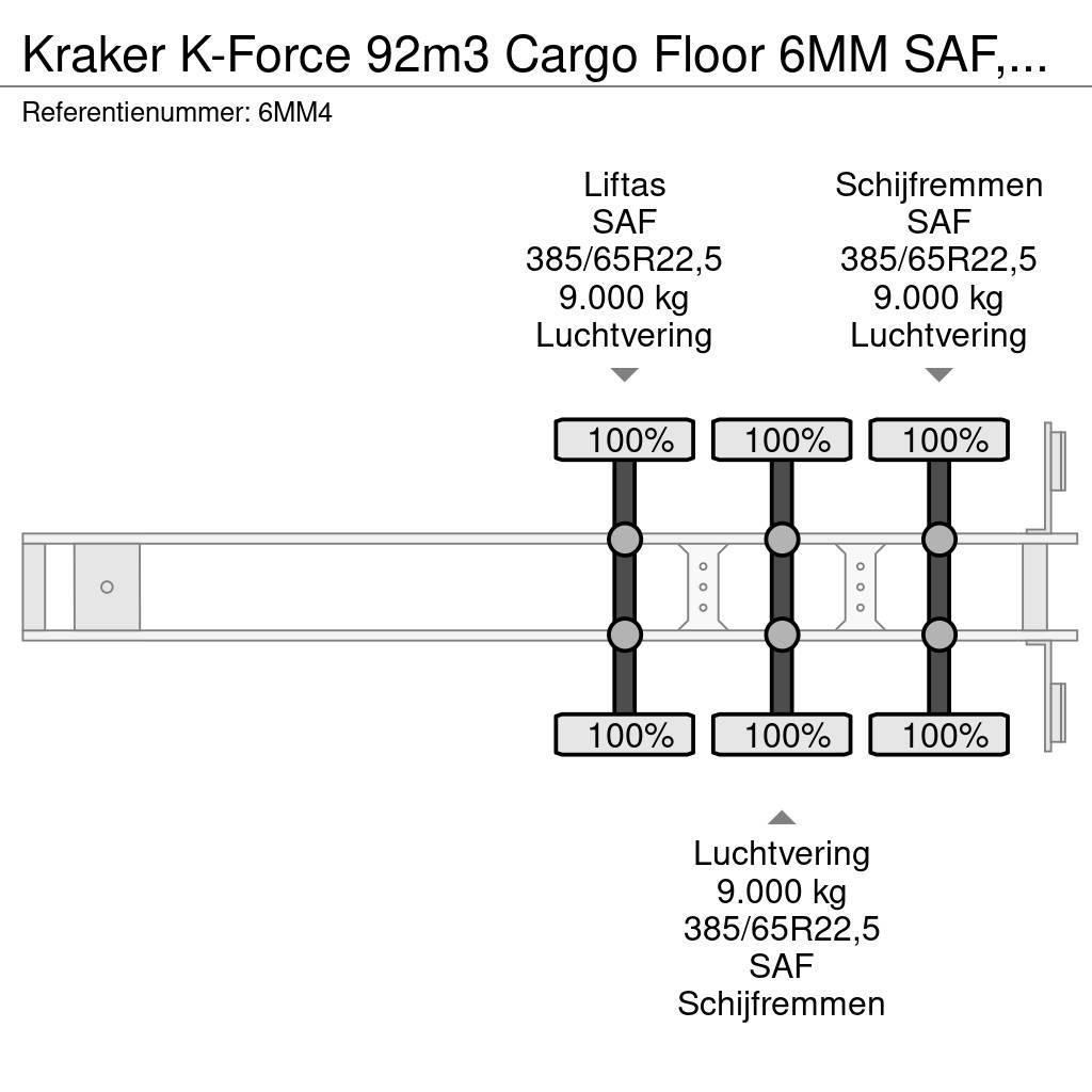 Kraker K-Force 92m3 Cargo Floor 6MM SAF, Liftachse, Remot Liikuvpõrand poolhaagised