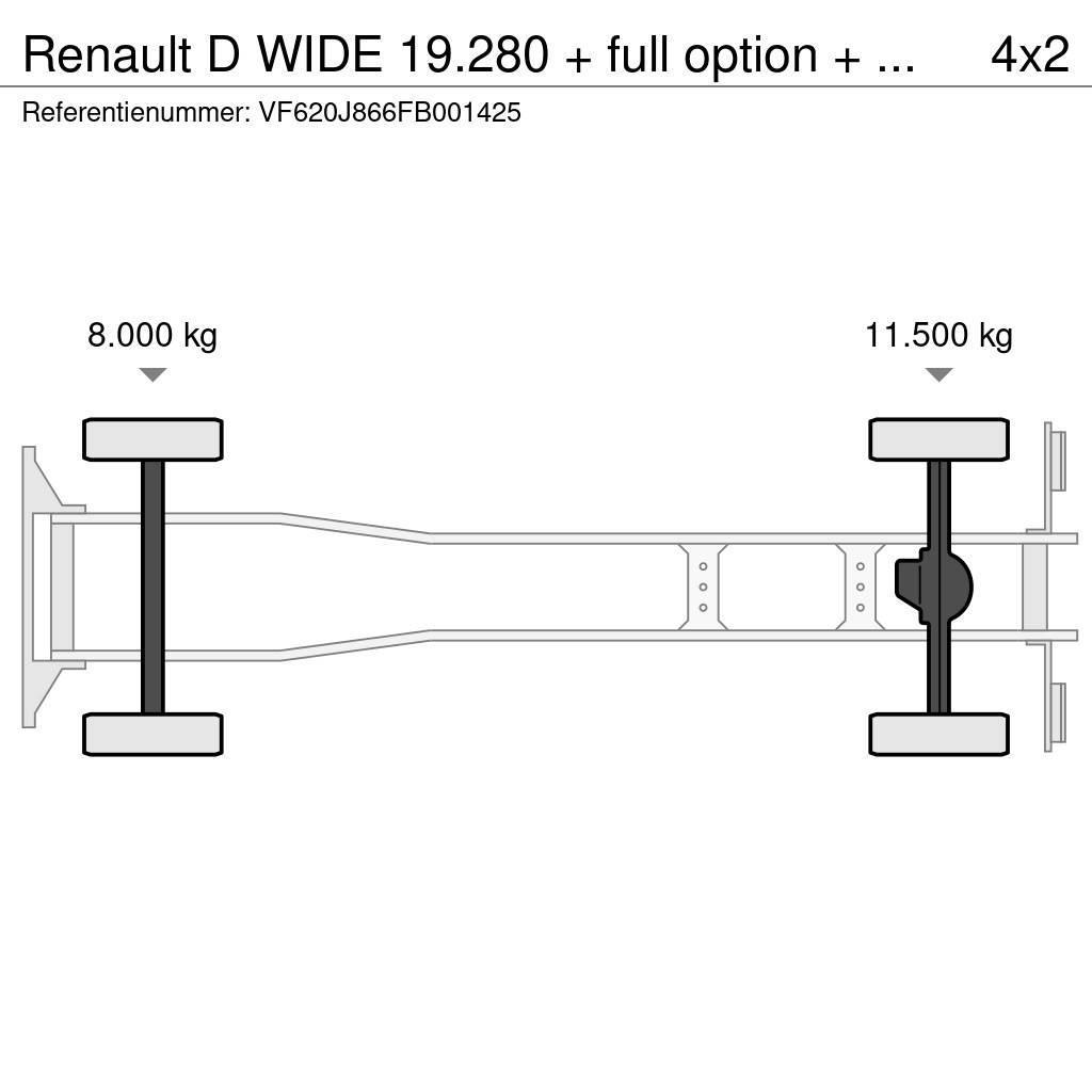 Renault D WIDE 19.280 + full option + REMOTE + EURO 6 HIAB Vahetuskastiga tõstukautod