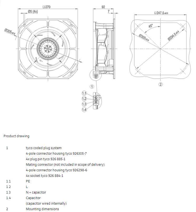  Ebmpapst K2E220-RA38-01 AC centrifugal blæser - Ra Elektroonikaseadmed