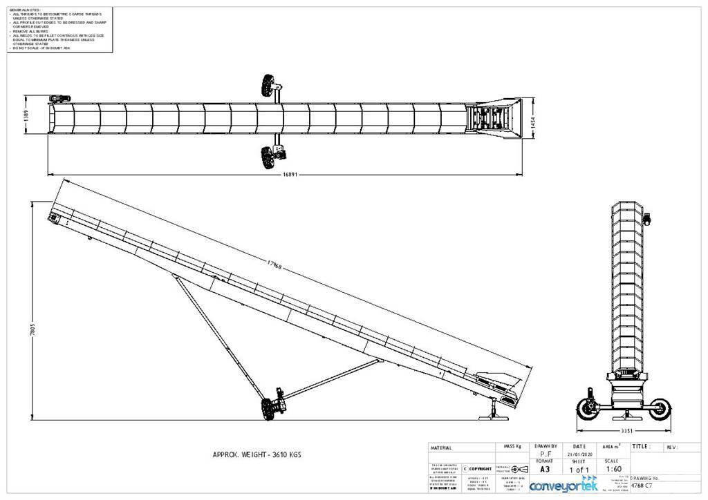  Conveyortek 60ft x 900mm Stockpiling Conveyor Konveierid
