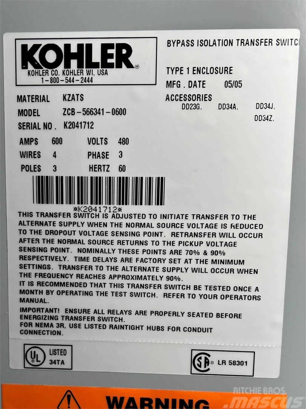 Kohler 600amp 480V Elektroonikaseadmed